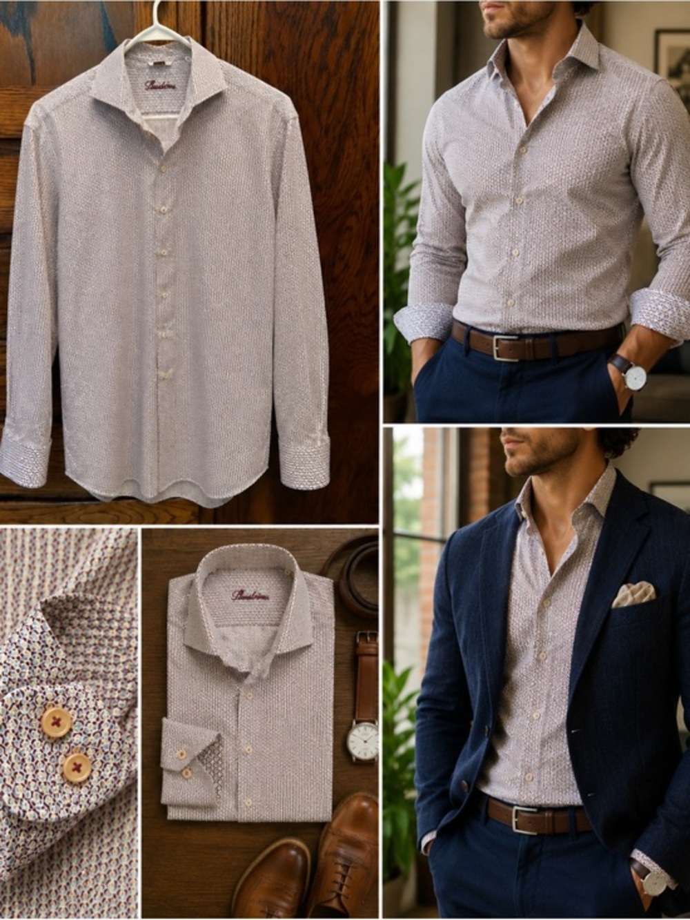 Premium Men's Patterned Dress Shirt